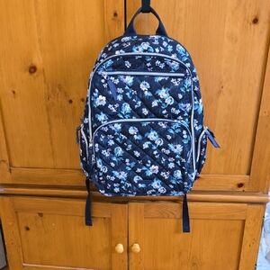 Vera Bradley Navy Floral Commuter BACKPACK  with Pink, Light Blue & Mint Print